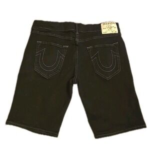 True Religion Jean Shorts Mens 36 Black Ricky Relaxed Straight Denim Bermuda LNW